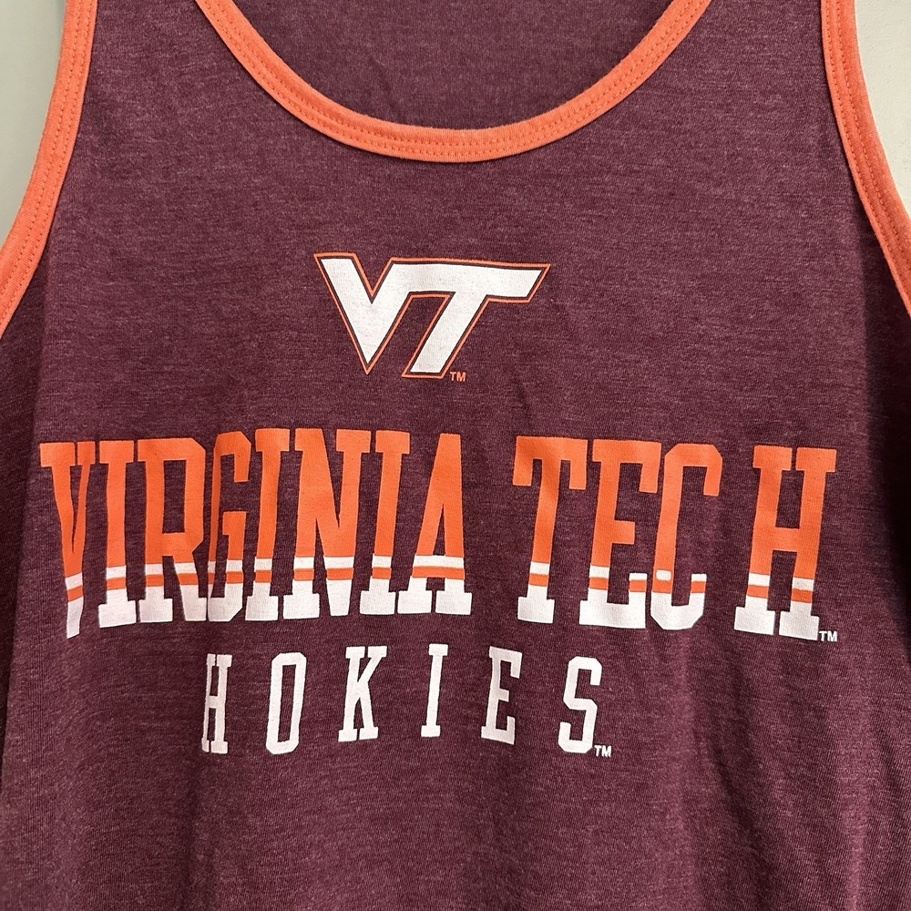 Russell Athletic Virginia Tech Hokies Mens Small Maroon Orange Tank Top Graphic - Picture 2 of 6